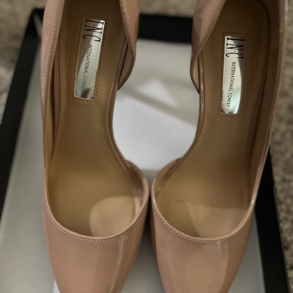 INC International Concepts Nude Patent Leather Pointed Toe Pumps